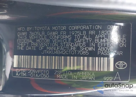 2012 Scion Xd z USA, uszkodzony, nr VIN JTKKU4B42C1017085